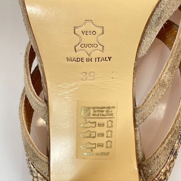 SALAMBO Shoes Mules Heel Sandals Suede w/ Snake Women's Size Eu 39 US 8.5 - Picture 9 of 10